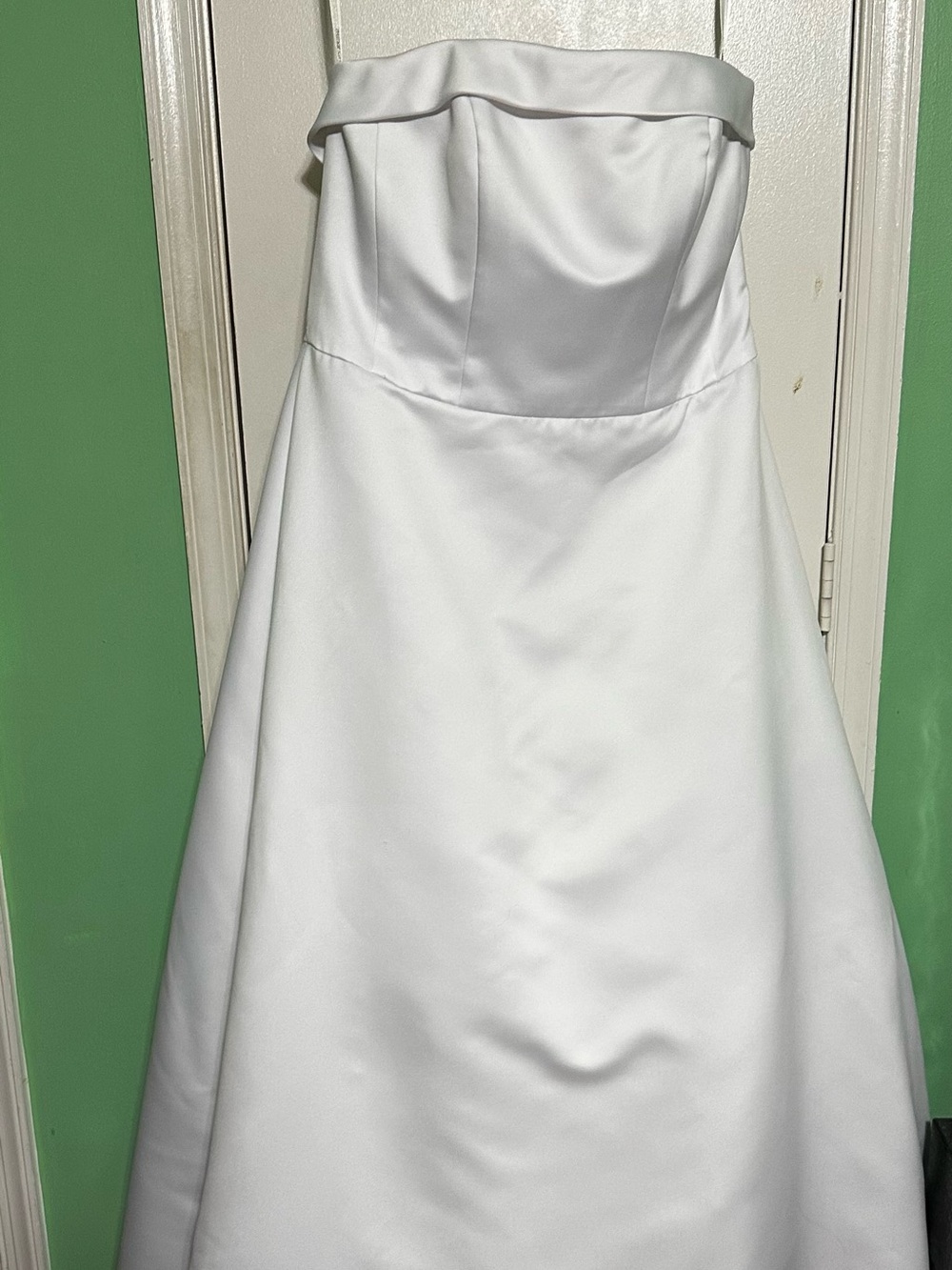 David's Bridal White Satin A-Line Wedding Dress, Size 18. Worn once.